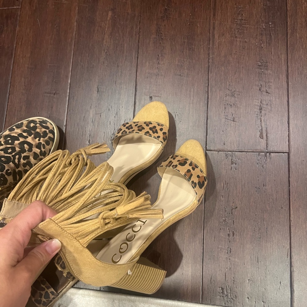 Women's Tan and Leopard Print Heels